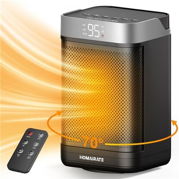 Space Heater Indoor, Small Space Heaters Indoor with Thermostat, 70° Oscillation - Picture 1 of 7